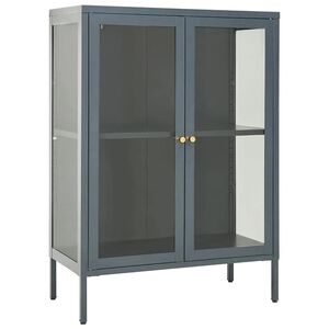 vidaXL Dressoir 75x35x105 cm staal en glas antracietkleurig