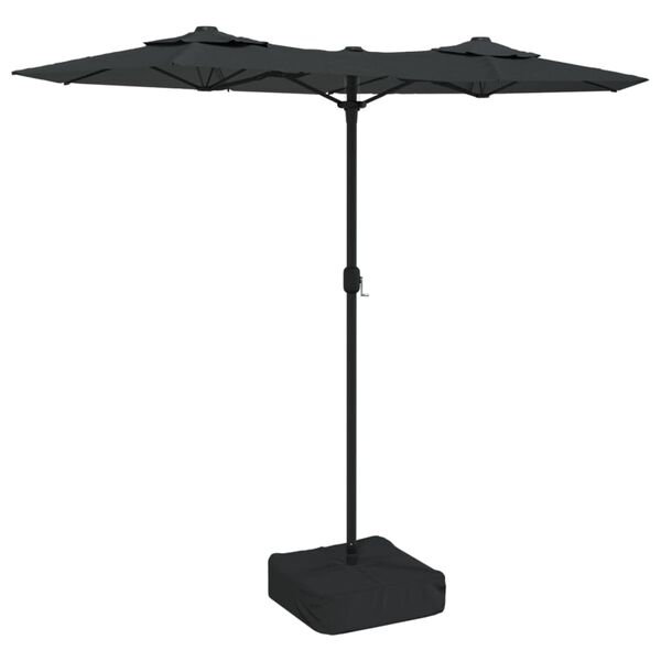 vidaXL Parasol dubbel dak met LED's 316x145 cm antracietkleurig