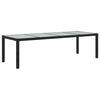 vidaXL Tuintafel 250x100x75 cm gehard glas en poly rattan zwart