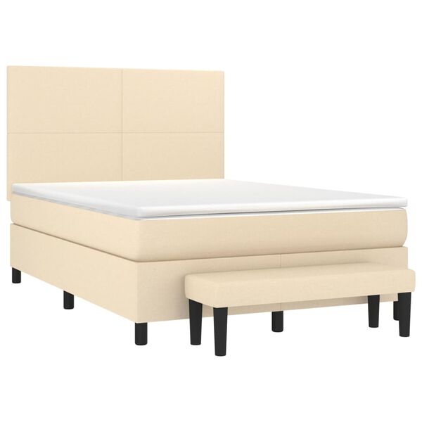 vidaXL Boxspring met matras stof cr&egrave;mekleurig 140x200 cm