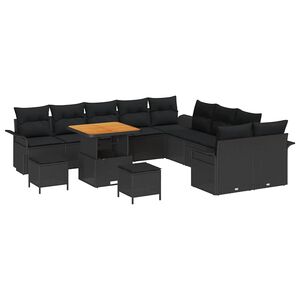 vidaXL Tuin Sofa Set 13 pcs Zwart poly rattan