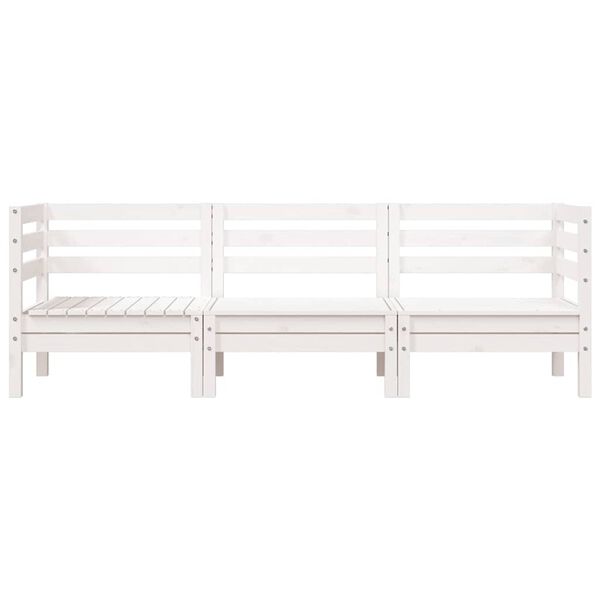 vidaXL Tuinbank 3-zits massief grenenhout wit