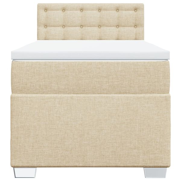 vidaXL Boxspring met matras stof cr&egrave;mekleurig 80x200 cm