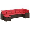 vidaXL 7-delige Loungeset met kussens poly rattan bruin
