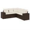 vidaXL 5-delige Loungeset met kussens poly rattan bruin