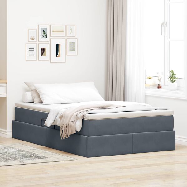 vidaXL Opbergbed met matras Donkergrijs 120 x 190 cm Fluweel
