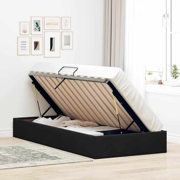 vidaXL Opslag bed met matras met hoofdeinde Zwart 90 x 190 cm Fluweel