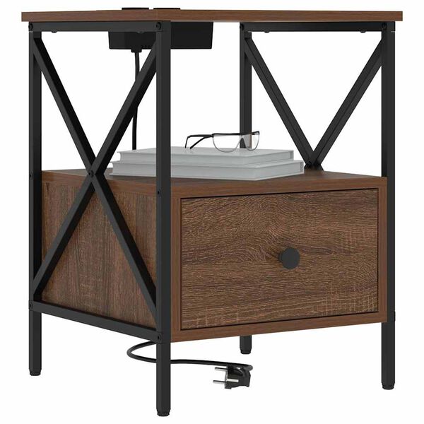 vidaXL Nachtkastje Bruin Eiken 41,5 x 40,5 x 55 cm Bewerkt hout