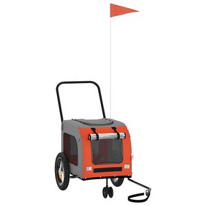 vidaXL Fietskar voor huisdieren Oranje en Grijs 125 x 53 x 54 cm