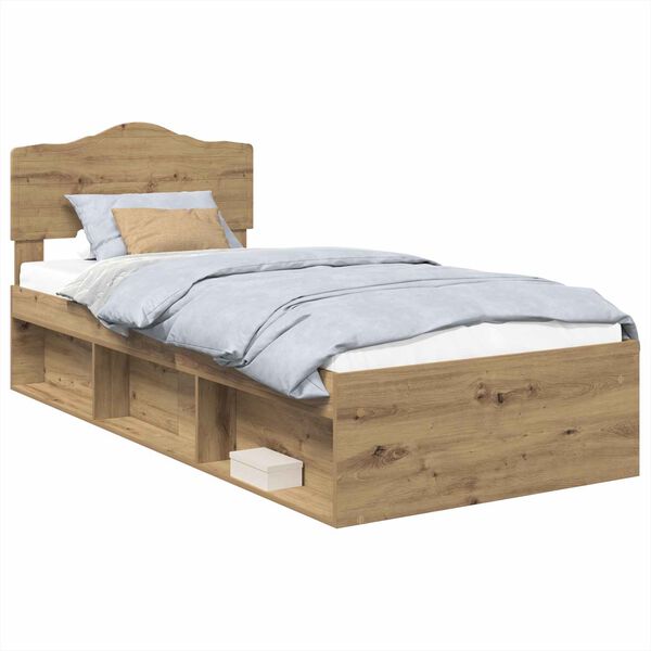 vidaXL Bedframe Ambachtelijk eiken 90 x 200 cm Massief grenenhout