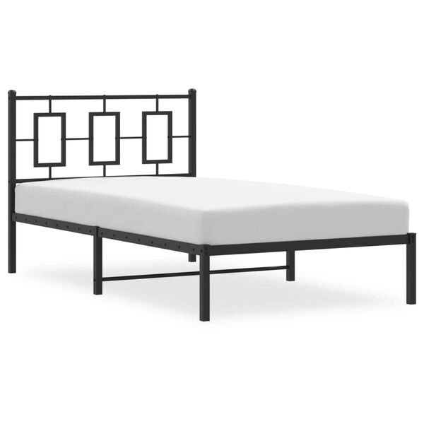 vidaXL Bedframe met hoofdbord metaal zwart 100x190 cm