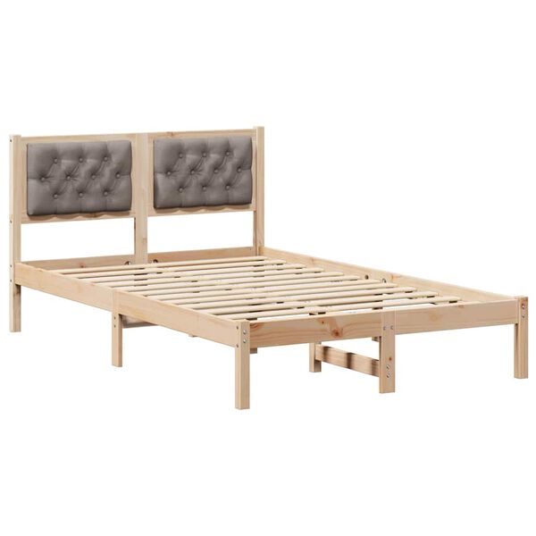 vidaXL Bedframe met hoofdeinde Taupe 120 x 200 cm Massief grenenhout