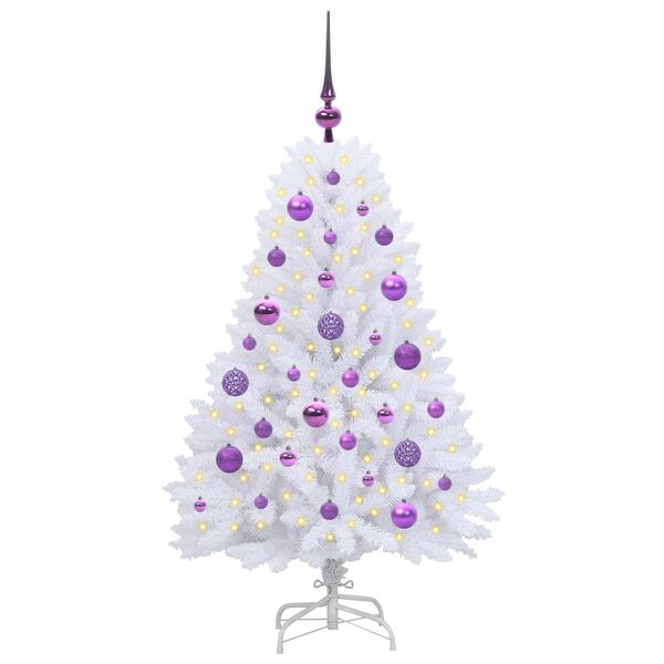 vidaXL Kunstmatige Inklapbare Kerstboom Wit 120 cm PVC en Staal