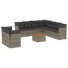 vidaXL 10-delige Loungeset met kussens poly rattan grijs