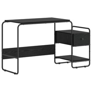 vidaXL Bureau met opbergruimte Zwart eiken 131,5 x 50 x 75,5 cm