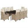 vidaXL 9-delige Tuinset met kussens poly rattan beige
