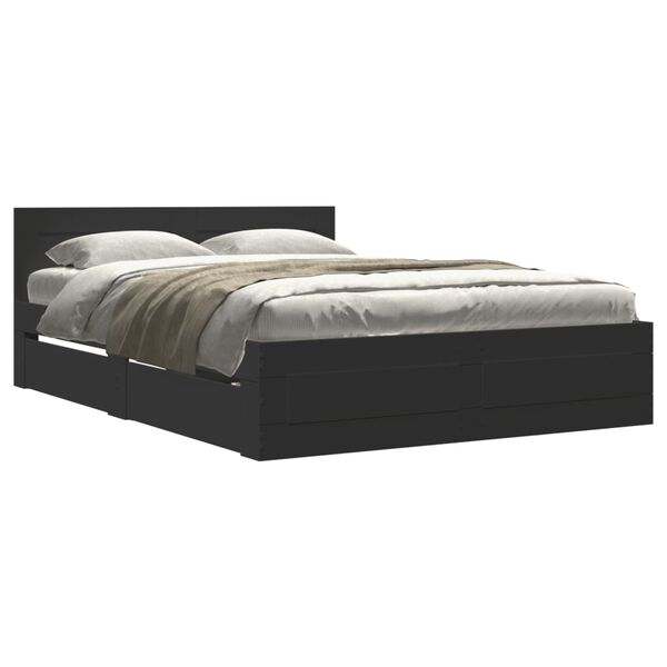 vidaXL Bedframe met hoofdeinde zonder matras 120x200 cm zwart