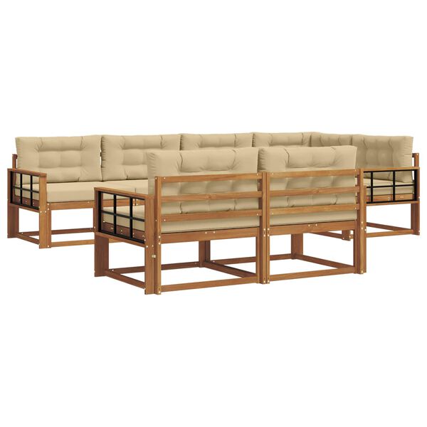 vidaXL Buiten bankenset met kussen 7 pcs Natuurlijk en Beige