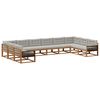 vidaXL Buiten bankenset met kussen 10 pcs Naturel en lichtgrijs