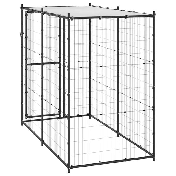 vidaXL Hondenkennel voor buiten met dak 110x220x180 cm staal