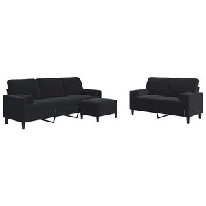 vidaXL 3-delige Loungeset met kussens en bolsters fluweel zwart