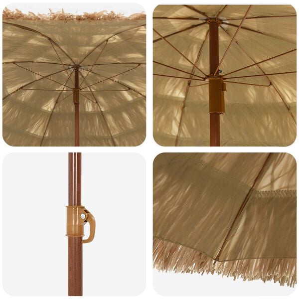 vidaXL Strandparasol Naturel 255 x 255 x 255 cm Polyester en staal