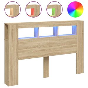vidaXL Hoofdbord met LED 160x18,5x103,5 cm bewerkt hout sonoma eiken