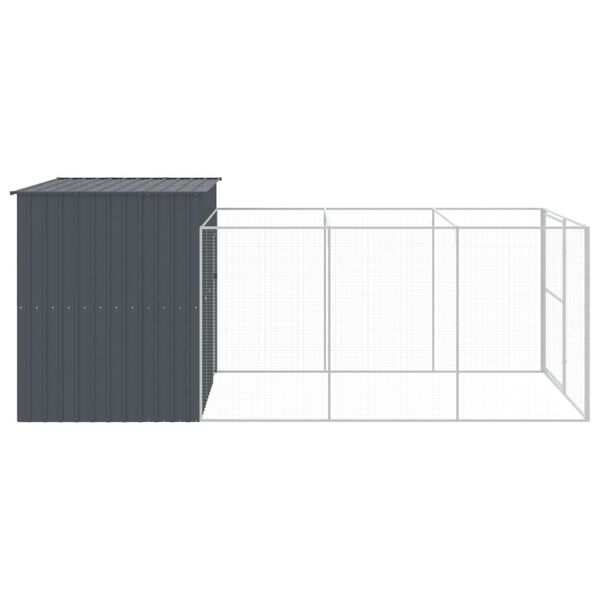 vidaXL Hondenhok met ren 214x457x181 cm gegalvaniseerd staal antraciet