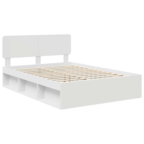 vidaXL Bedframe met hoofdeinde Wit 140 x 190 cm Massief grenenhout