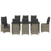 vidaXL Tuin Eetset met kussen 9 pcs Grijs Poly riet