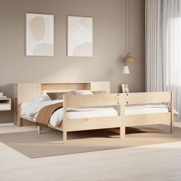 vidaXL Bed met boekenkast zonder matras massief grenenhout 180x200 cm