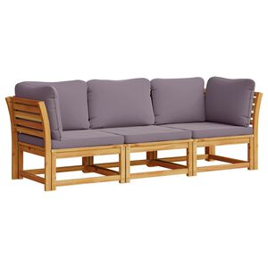 vidaXL 3-delige Loungeset met kussens massief acaciahout