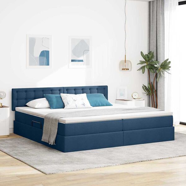 vidaXL Opbergbed met matras met matras Blauw 200 x 200 cm Bewerkt hout