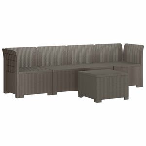 vidaXL 4-Persoons Tuin Sofa Rieten Look PP Lichtgrijs