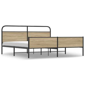 vidaXL Bedframe zonder matras metaal gerookt eikenkleurig 193x203 cm