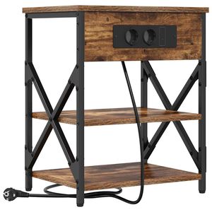 vidaXL Nachtkastje Gerookt eiken 41 x 31 x 51 cm Bewerkt hout