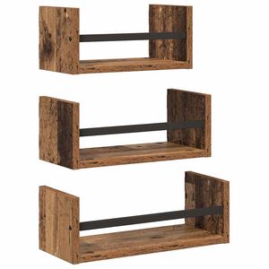vidaXL Wandplankenset 3 st Oud Hout 40x16x14cm Bewerkt hout