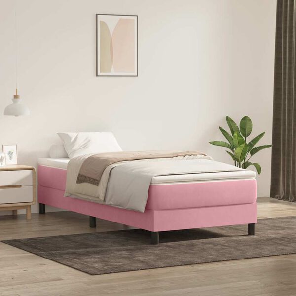 vidaXL Boxspring zonder matras fluweel roze 90x210 cm