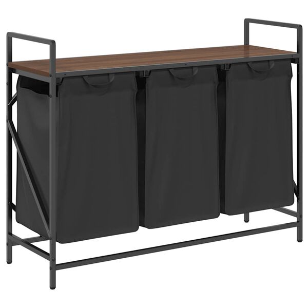 vidaXL Wasmand 3 vakken met plank bruin eikenkleurig