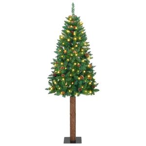 vidaXL Slanke Kerstboom Groen 210 cm PVC en massief dennenhout