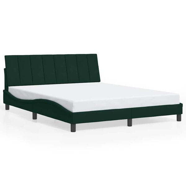 vidaXL Bedframe zonder matras "Hanko" 160x200 cm fluweel donkergroen