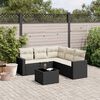 vidaXL 6-delige Loungeset met kussens poly rattan zwart