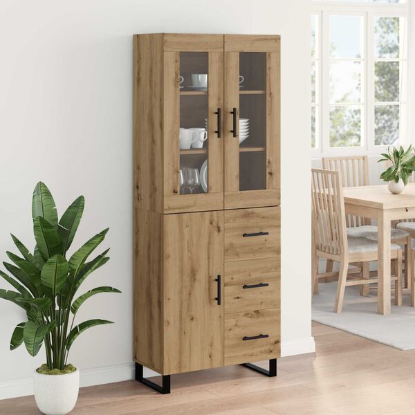 vidaXL Hoge kast met lade 2 pcs Artisan Eiken Bewerkt hout