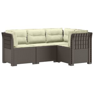 vidaXL 4-Zits Tuin Sofa met Kussens Rattan Look PP Lichtgrijs