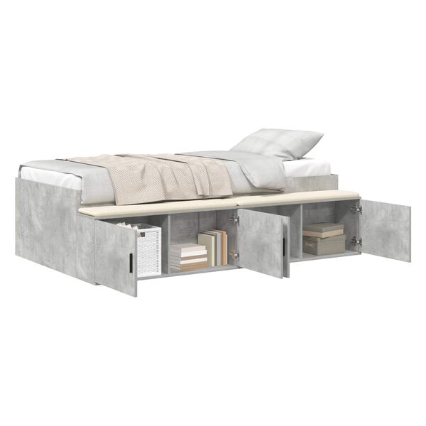 vidaXL Bedframe met lade Beton Grijs 100 x 200 cm Bewerkt hout