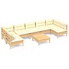vidaXL 8-delige Loungeset met cr&egrave;mekleurige kussens massief grenenhout