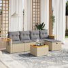 vidaXL 6-delige Loungeset met kussens poly rattan gemengd beige