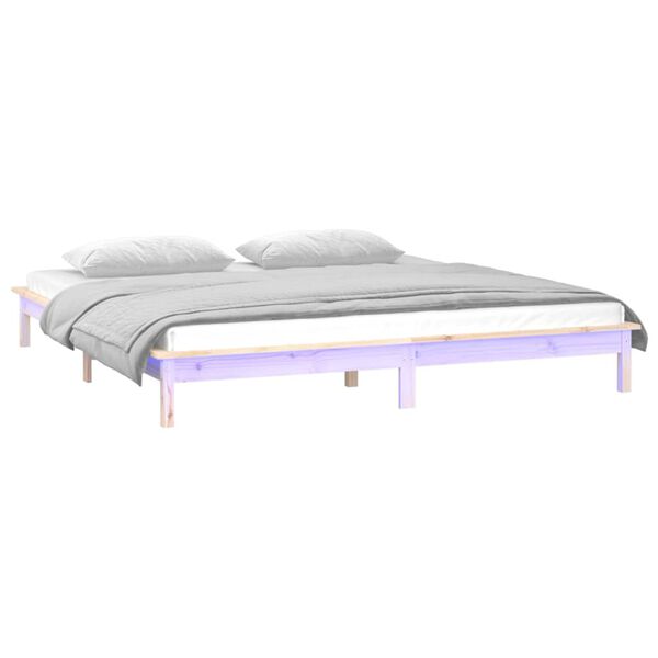 vidaXL Bedframe LED massief hout 120x190 cm