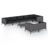 vidaXL 9-delige Loungeset met kussens poly rattan donkergrijs