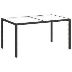 vidaXL Tuintafel 150x90x75 cm gehard glas en poly rattan zwart